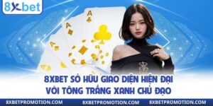 8xbet sở hữu giao diện hiện đại với tông trắng xanh chủ đạo